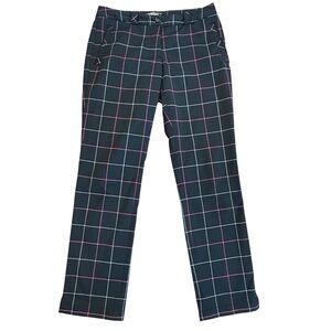 Nike Golf Tour Performance women’s black plaid check window pane pants Sz 10